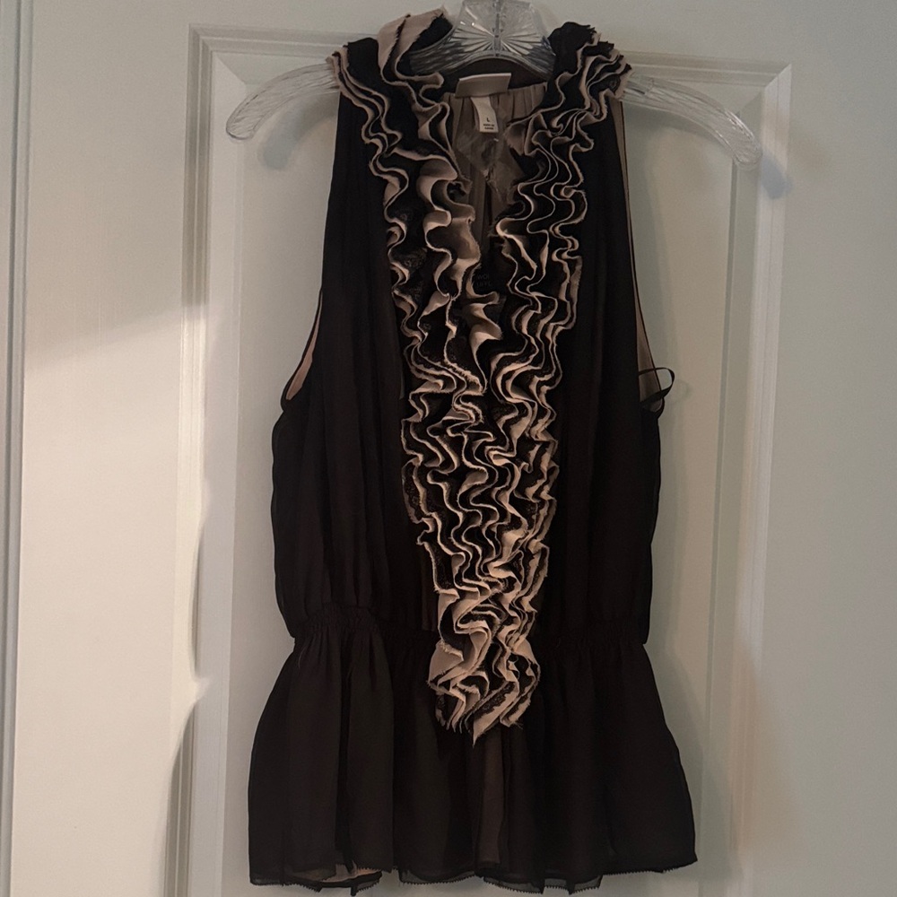 Robert Rodriguez Black Top with Cream Ruffles